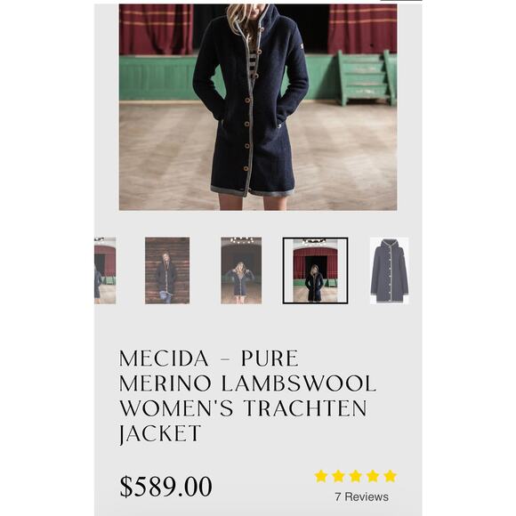 GOTTSTEIN MECIDA PURE MERINO LAMBSWOOL TRACHTEN JACKET WOMEN SIZE M/L - Picture 2 of 16